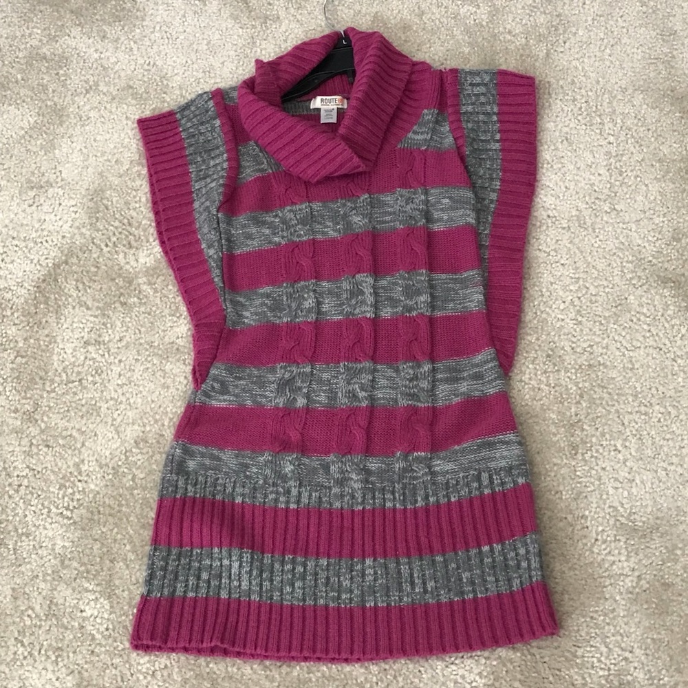Route 66 - Sweater Dress, Striped Gray/Purple, LG